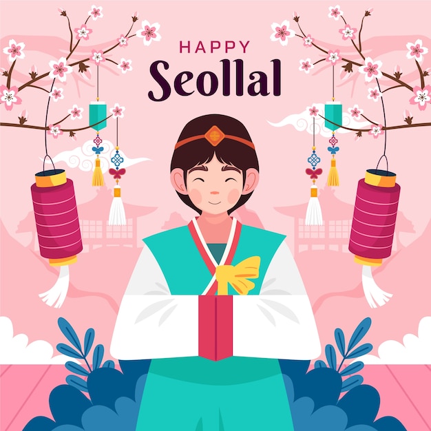 Free Vector flat seollal illustration