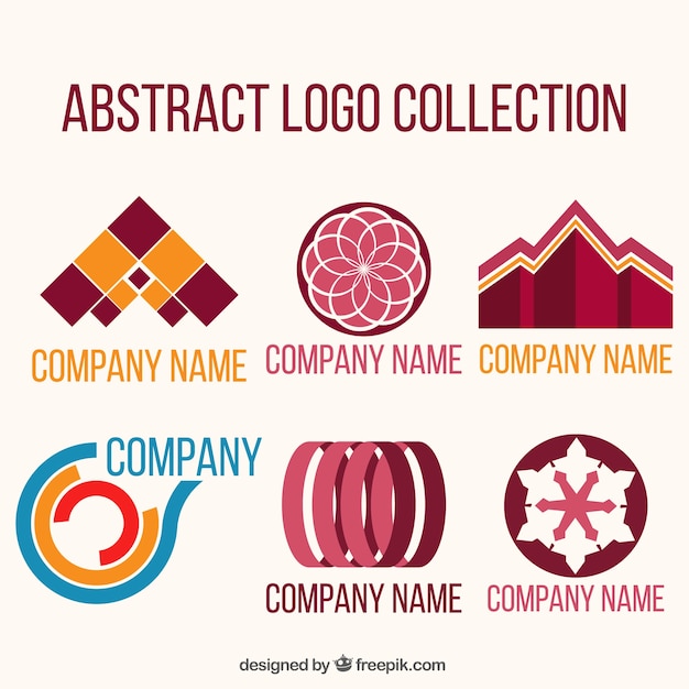 Flat set of abstract logos