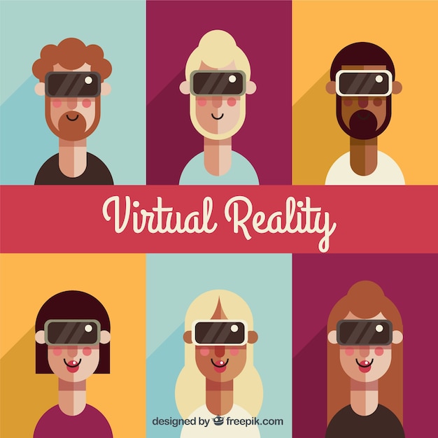 Flat set of characters using virtual reality glasses