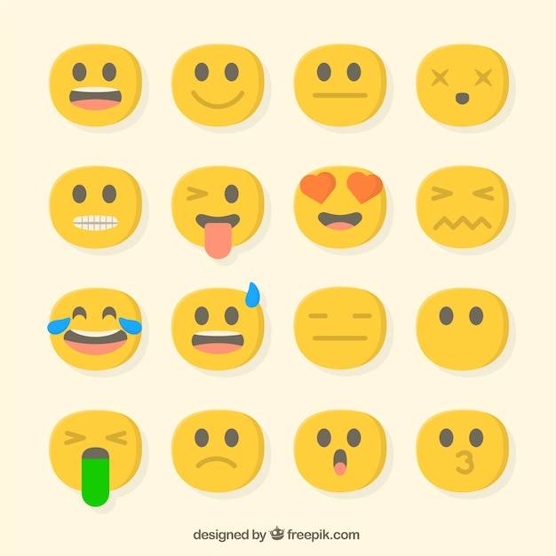 Free Vector flat set of decorative emojis