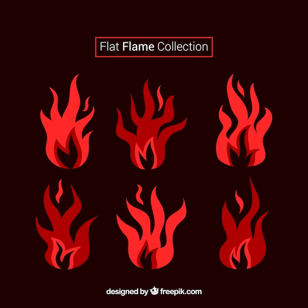 Free Vector flat set of flames in orange tones