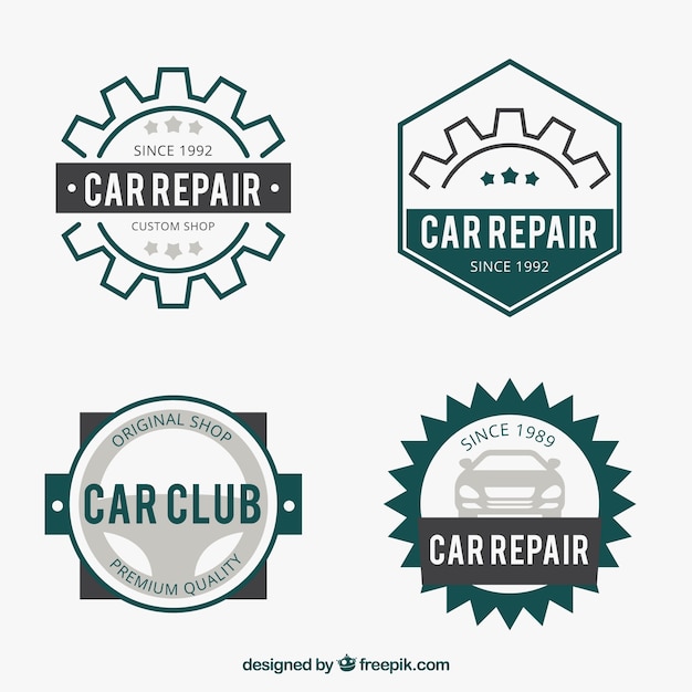 Free Vector flat set of logos for car establishments