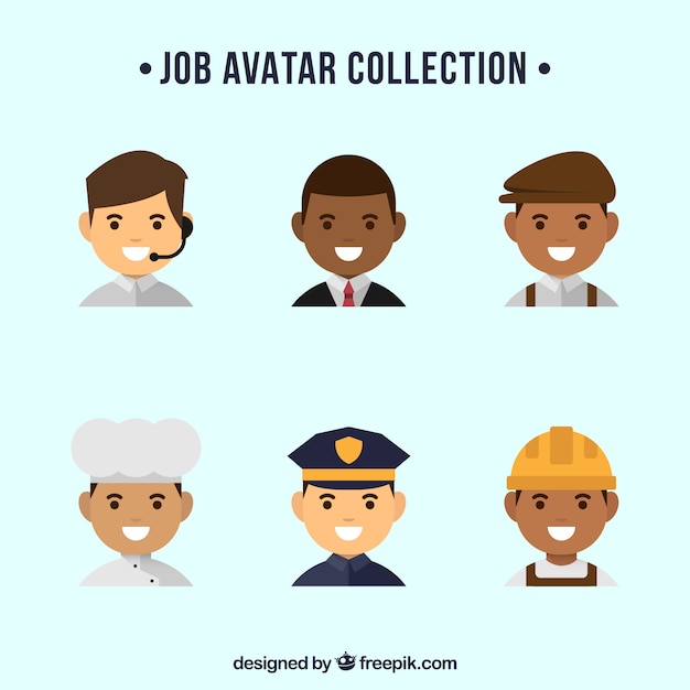 Free Vector flat set of male avatars