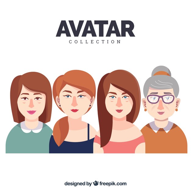 Flat set of women's avatars