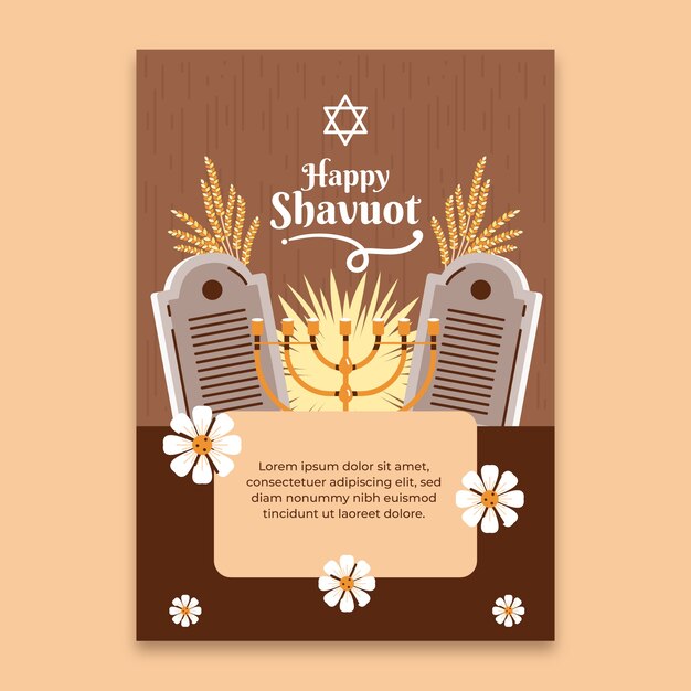 Flat shavuot greeting card template