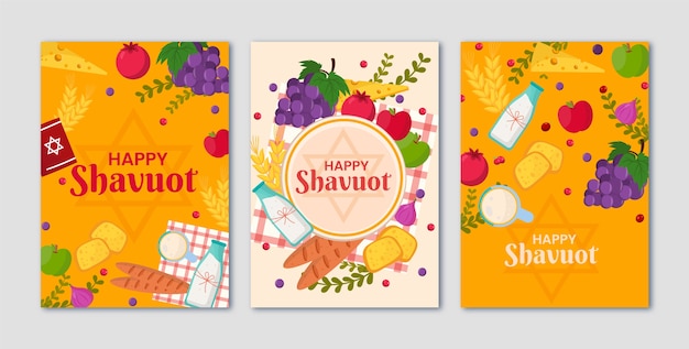 Flat shavuot greeting cards collection