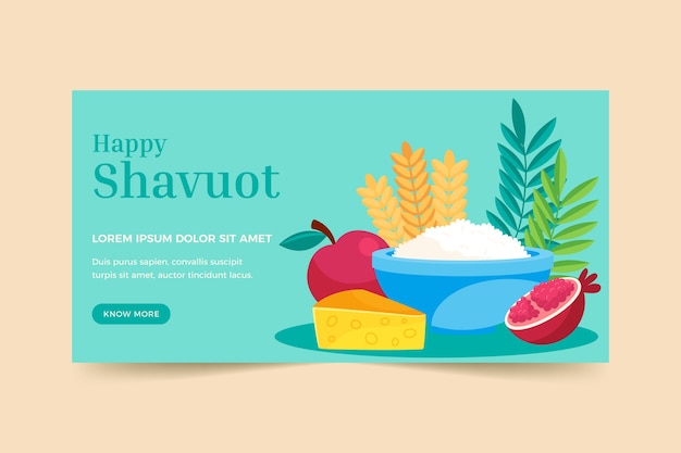 Flat shavuot horizontal banner template