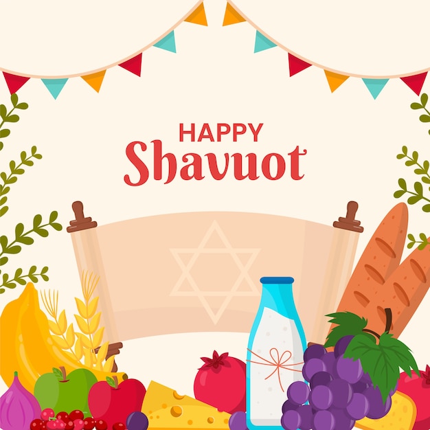 Free vector flat shavuot illustration