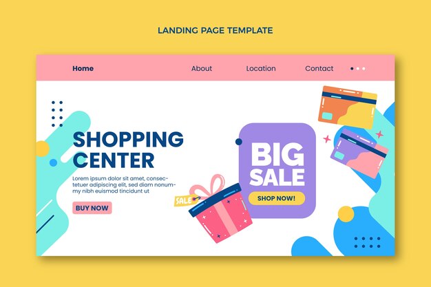 Flat shopping center landing page template