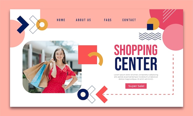 Free Vector flat shopping center landing page template