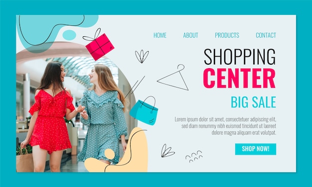 Flat shopping center landing page template