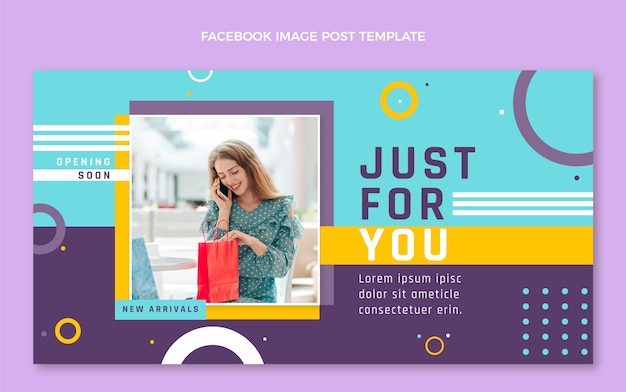 Flat shopping center social media post template