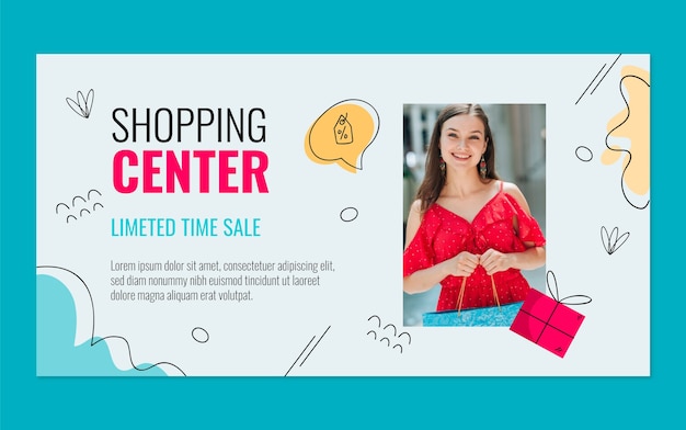 Flat shopping center social media post template