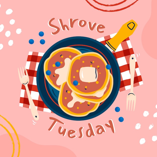 Flat shrove tuesday illustration