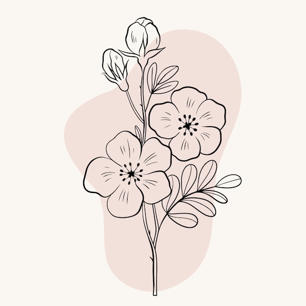 Free Vector flat simple flower outline illustration