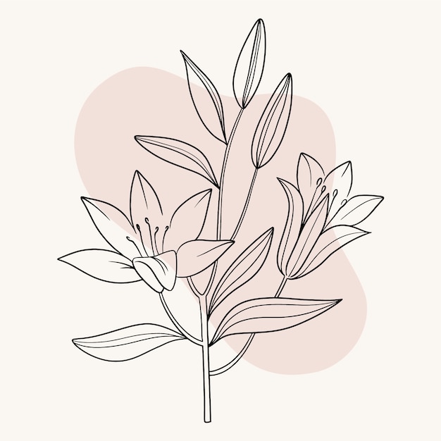 Free vector flat simple flower outline illustration