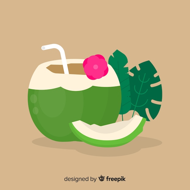 Free Vector flat simple green coconut background