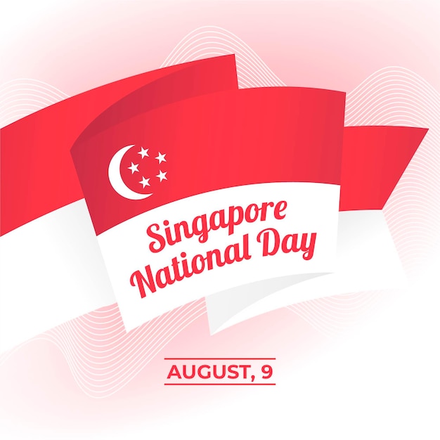 Flat singapore national day illustration