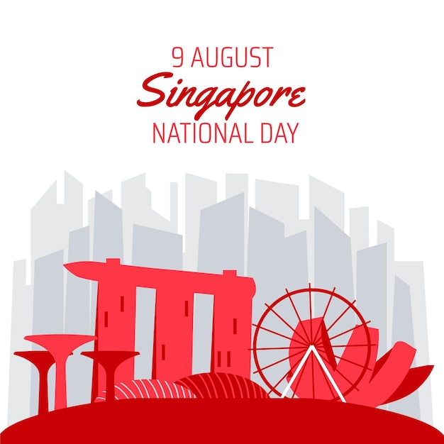 Flat singapore national day illustration