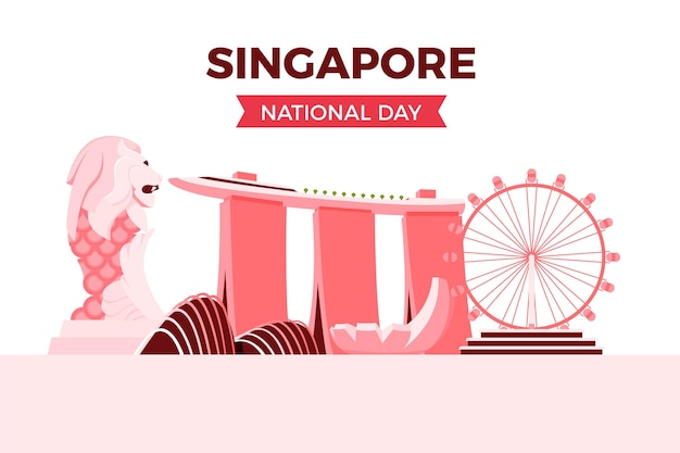 Free vector flat singapore national day illustration