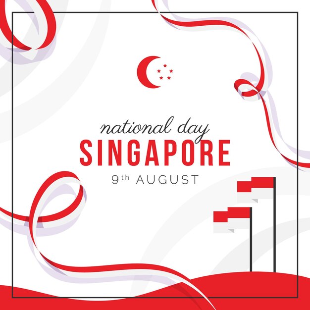 Flat singapore national day illustration