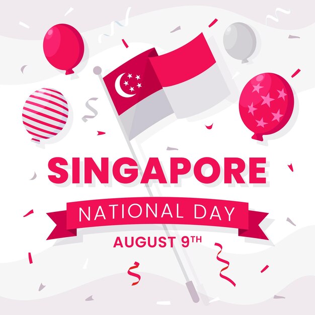 Flat singapore national day illustration