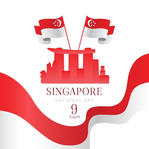 Flat singapore national day illustration