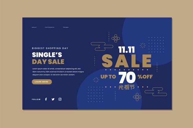 Flat single's day landing page template