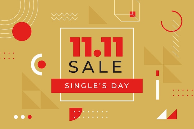 Flat single's day sale background