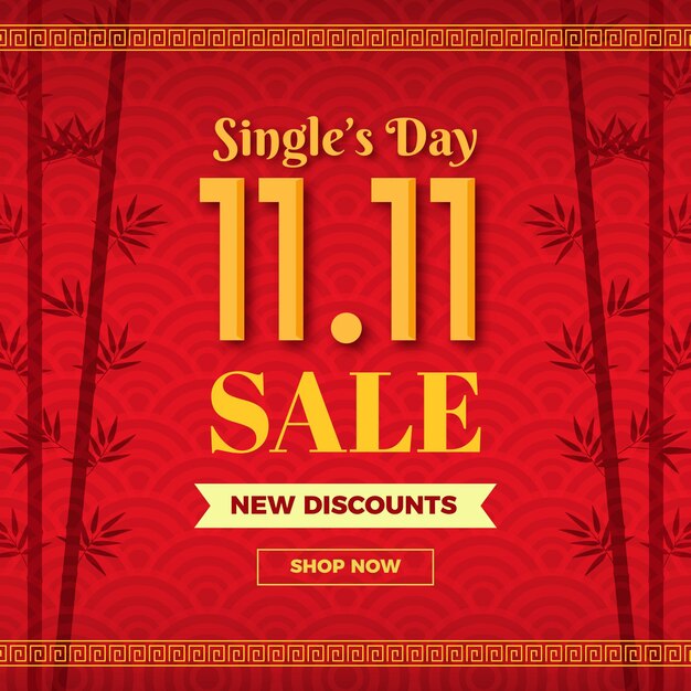 Flat single's day sale illustration