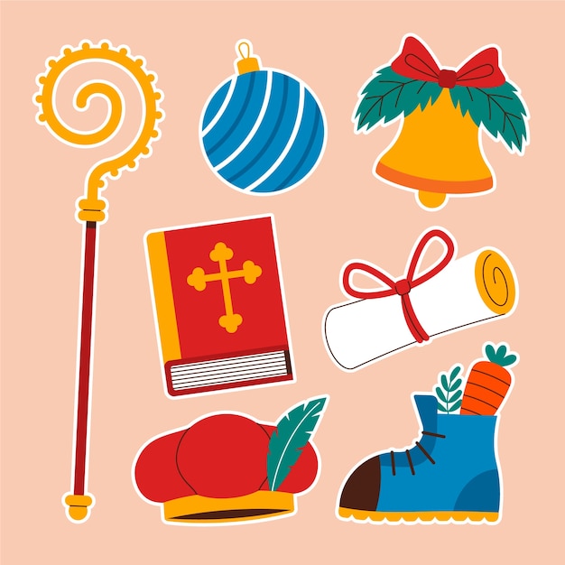 Free vector flat sinterklaas design elements collection