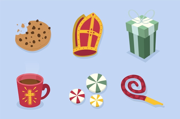 Free Vector flat sinterklaas elements collection