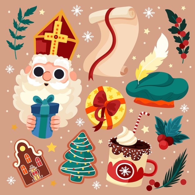 Flat sinterklaas elements collection