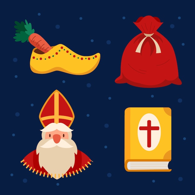 Free Vector flat sinterklaas elements collection