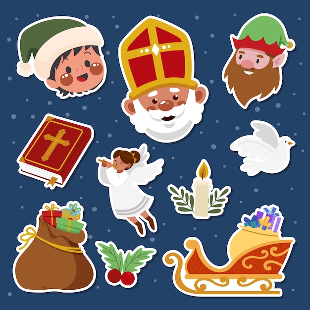 Free Vector flat sinterklaas elements collection