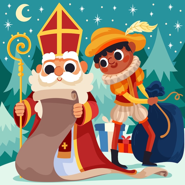 Flat sinterklaas illustration