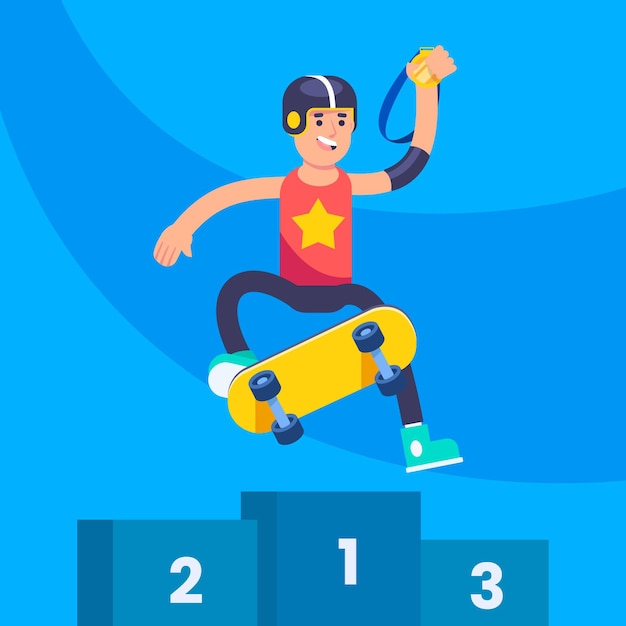 Flat skateboarding competition illustration