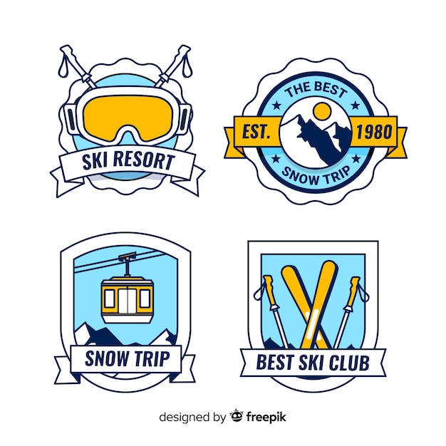 Flat ski badges collection