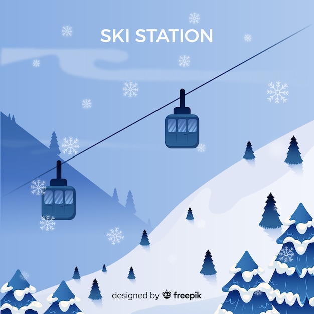 Free Vector flat ski station 