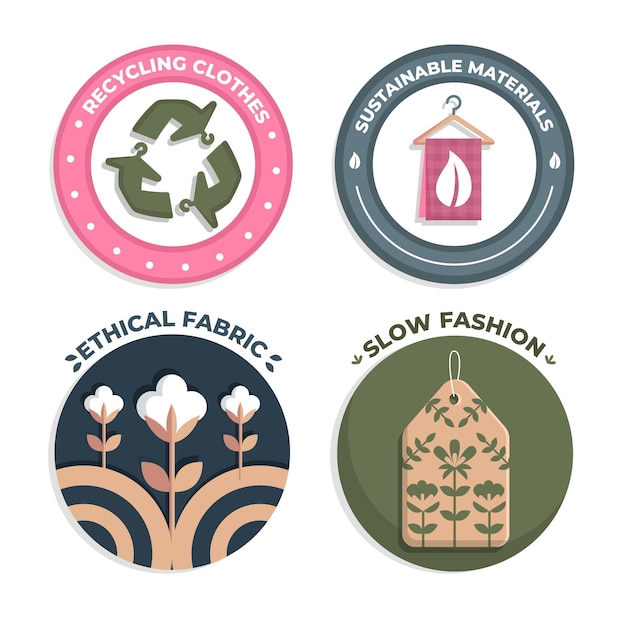 Free Vector flat slow fashion badge collection