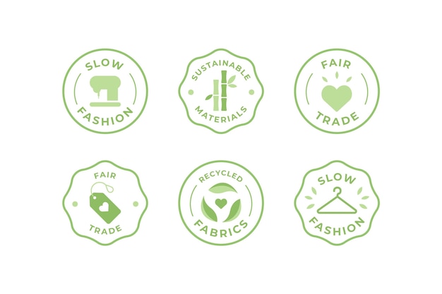 Flat slow fashion badge collection