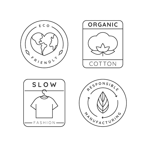 Free Vector flat slow fashion badge pack