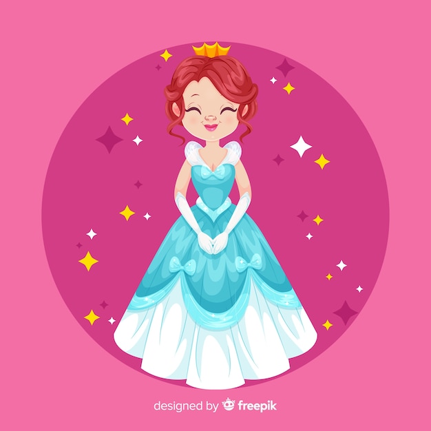 Flat smiling princess portrait