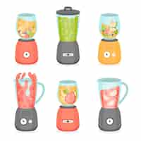 Free vector flat smoothies in blender glass collection