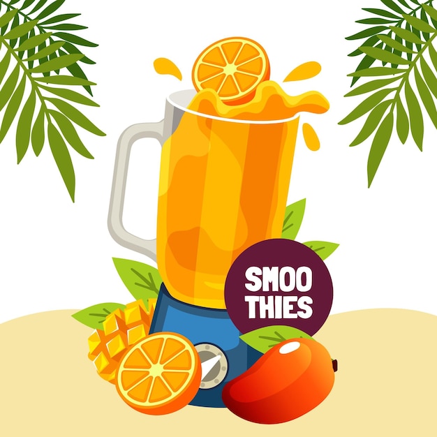 Free Vector flat smoothies in blender glass illustration