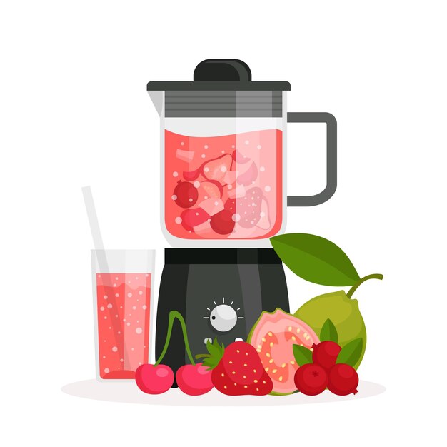 Flat smoothies in blender glass illustration