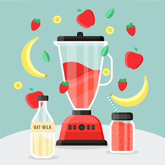 Free vector flat smoothies in blender glass illustration