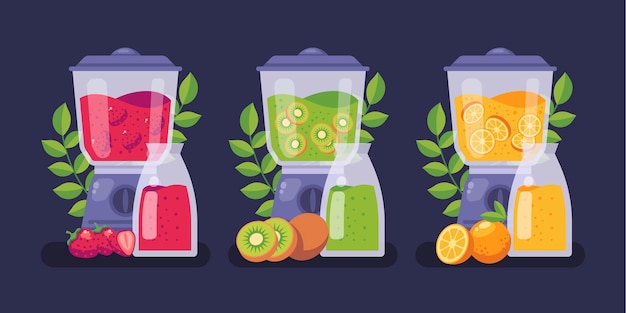 Free vector flat smoothies in blender glass illustration