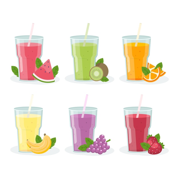 Free Vector flat smoothies in blender glass