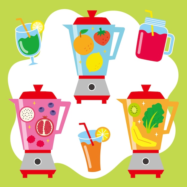 Free Vector flat smoothies in blender glass